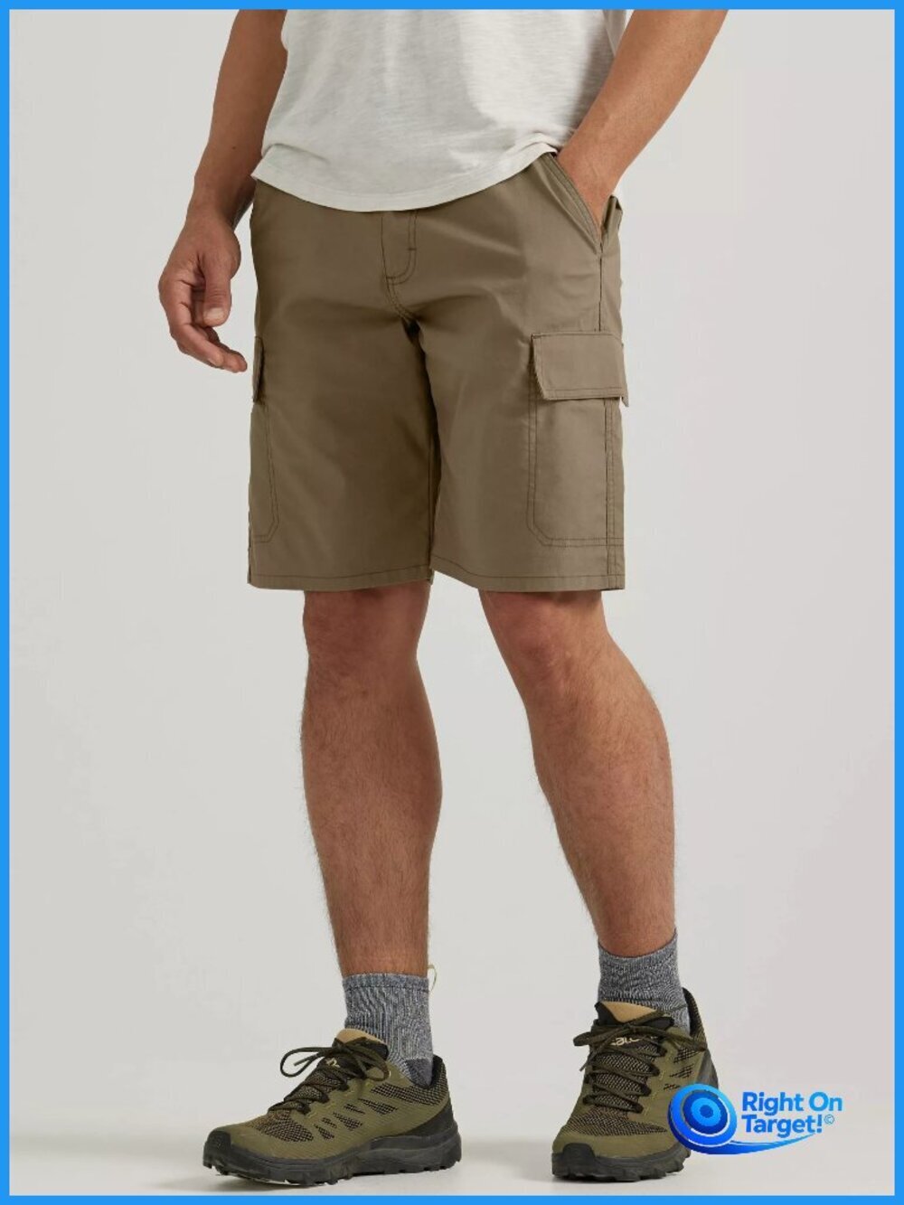 Size 46 - Wrangler Mens Big Tall ATG Flex 10in Cargo Shorts - Elmwood
